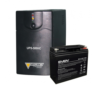 ИБП FORTE UPS-500HC + Аккумуляторная батарея SVEN SV 12170