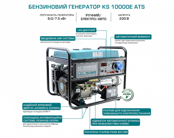 Генератор бензиновый Konner&amp;Sohnen KS 10000E ATS - фото 10