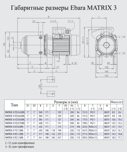 Насос поверхностный Ebara MATRIX 3-8T/1.3 - фото 2