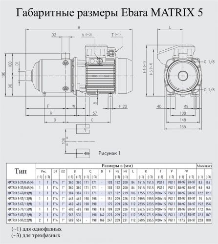 Насос поверхностный Ebara MATRIX 5-8T/2.2 - фото 2