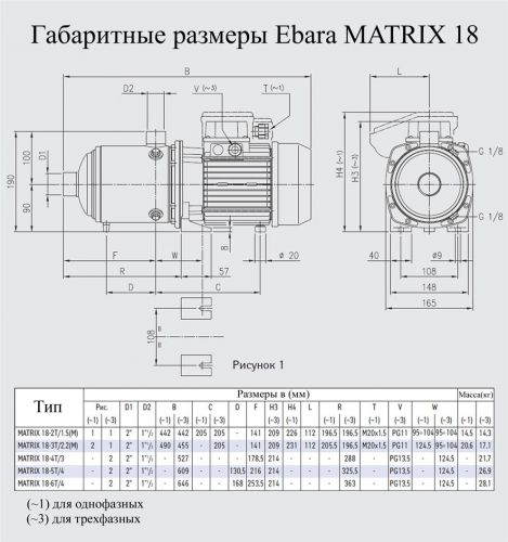 Насос поверхностный Ebara MATRIX 18-3T/2.2 - фото 2