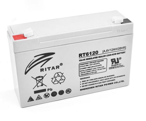 Аккумуляторная батарея RITAR RT6120A, 6V 12Ah (2969) - фото 1