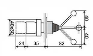 Кнопка маніпулятор АсКо XB2-D2PA14 з фіксацією 2р 2з - фото 2