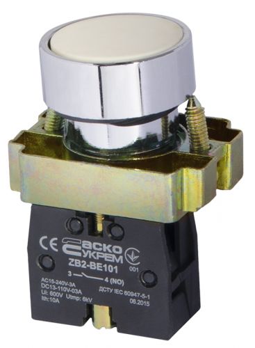 Кнопка &quot;Старт&quot; АсКо XB2-BA11 белая (A0140010061) - фото 1