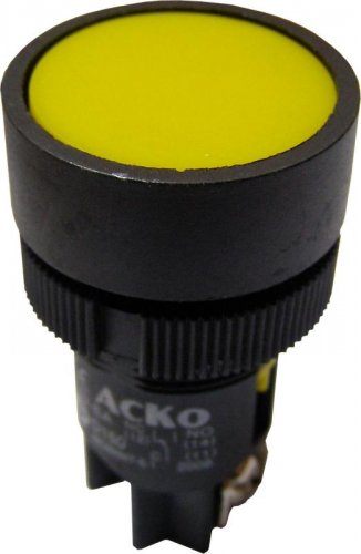 Кнопка &quot;Старт&quot; АсКо XB2-EA151 потайная без фиксации желтая (A0140010054) - фото 1