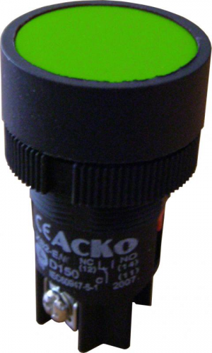 Кнопка &quot;Старт&quot; АсКо XB2-EН135 потайная с фиксацией зеленая (A0140010041) - фото 1