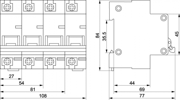 Автоматический выключатель ИЭК ВА47-100 4P 80А 10кА х-ка D (MVA40-4-080-D) - фото 2
