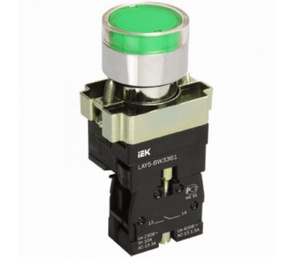 Кнопка ИЭК LAY5-BW3361 с подсветкой зеленый 1з (BBT50-BW-K06)