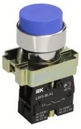Кнопка ИЭК LAY5-BL61 без подсветки синяя 1з (BBT70-BL-K07) - фото 1