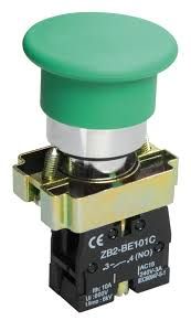 Кнопка ИЭК LAY5-BC31 &quot;Грибок&quot;, без подсветки зеленая, 1з (BBG70-BC-K06) - фото 1