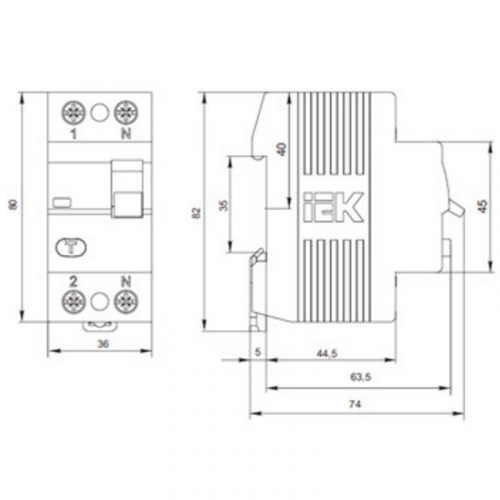 Диференціальний вимикач ІЕК ВД1-63 2Р 25А 10мА (тип А) - фото 2