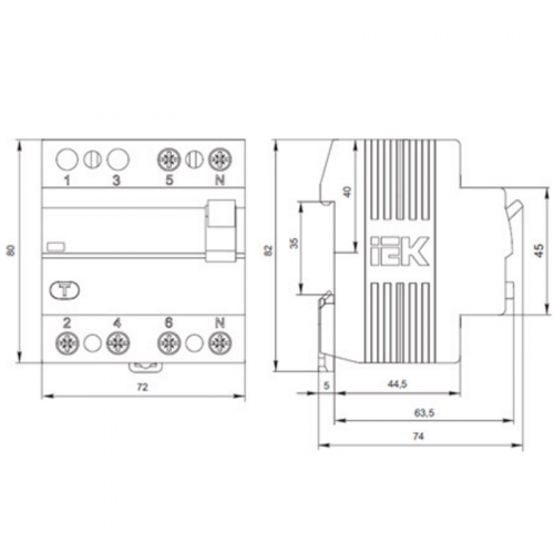 Диференціальний вимикач ІЕК ВД1-63 4Р 40А 30мА (тип А) - фото 2