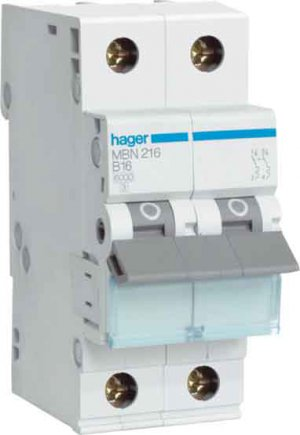 Автоматичний вимикач Hager 10А, 2п, С, 6 kA, 2м (MC210A) - фото 1