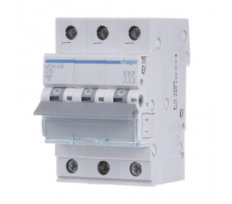 Автоматический выключатель Hager 10А, 3п, С, 6 kA, 3м (MCN310)