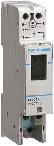 Таймер Hager цифровой, недельный, 16А, 1 переключаемый контакт EG071 - фото 1