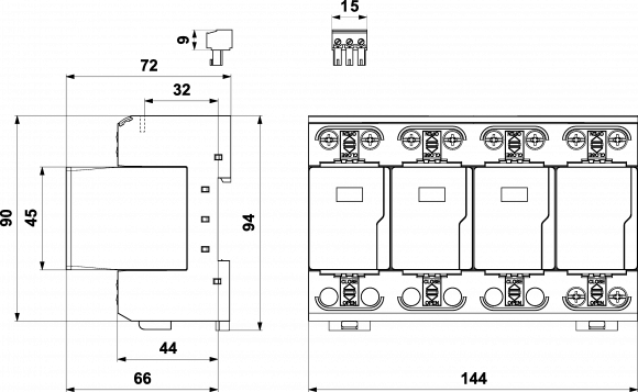 Комбинированный грозовой разрядник УЗИП SALTEK FLP-B+C MAXI VS/3+1 - фото 2