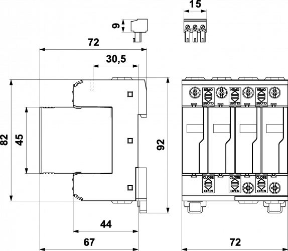 Ограничитель перенапряжений УЗИП SALTEK SLP-275 V/3S+1 - фото 2