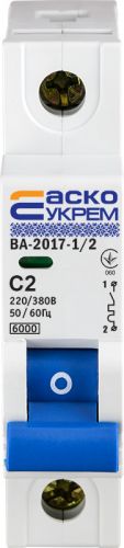 Автоматический выключатель Аско УкрЕМ ВА-2017/C 1р 2А (A0010170029) - фото 1