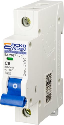 Автоматический выключатель Аско УкрЕМ ВА-2017/C 1р 6А (A0010170001) - фото 2