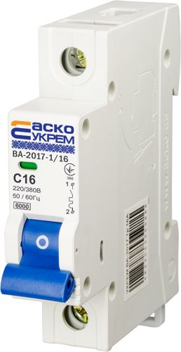 Автоматический выключатель Аско УкрЕМ ВА-2017/C 1р 16А (A0010170003) - фото 2