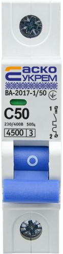 Автоматический выключатель Аско УкрЕМ ВА-2017/C 1р 50А (A0010170008) - фото 1