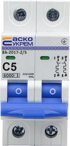 Автоматический выключатель Аско УкрЕМ ВА-2017/C 2р 5А (A0010170037) - фото 1