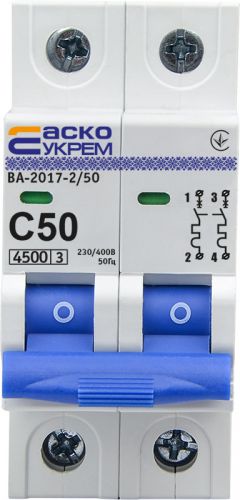 Автоматичний вимикач Аско УкрЕМ ВА-2017 2р 50А - фото 1