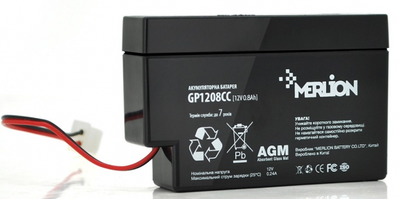 Акумуляторна батарея MERLION AGM GP1208СС 12 V 0,8Ah (11696) - фото 1
