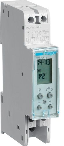 Таймер Hager цифровой, суточный, 16А, 1 переключаемый контакт EG010 - фото 1