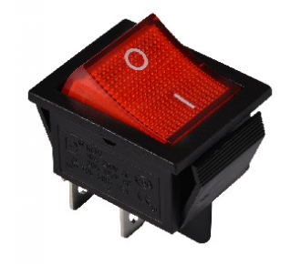 Переключатель АсКо KCD2- 201N R/B красный с подсветкой (A0140040101)