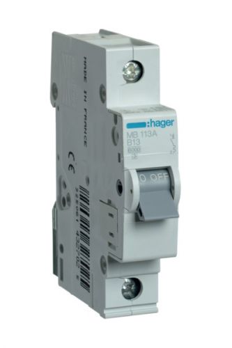 Автоматический выключатель Hager 1P 6kA B-13A 1M (MB113A) - фото 1