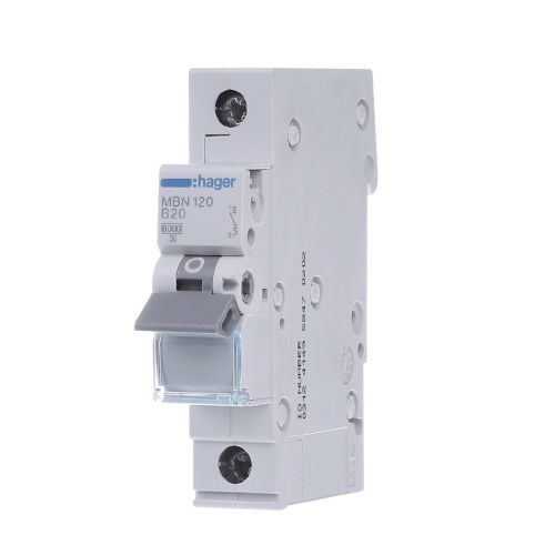 Автоматический выключатель Hager 1P 6kA B-20A 1M (MBN120) - фото 1