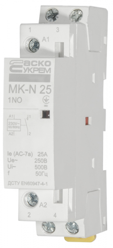 Модульный пускатель Аско MK-N 1P 25A 1NO (A0040030022) - фото 1