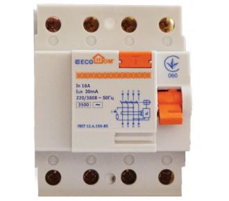 Выключатель дифференциального тока Аско ПЗВ ECOНОМЕ 4p 16A/30мА (ECO020020001)