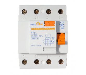 Выключатель дифференциального тока Аско ПЗВ ECOНОМЕ 4p 25A/30мА (ECO020020002)