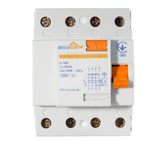 Выключатель дифференциального тока Аско ПЗВ ECOНОМЕ 4p 32A/30мА (ECO020020003)
