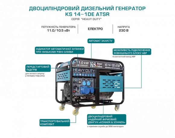 Генератор дизельный Konner&amp;Sohnen KS 14-1DE atsR - фото 7