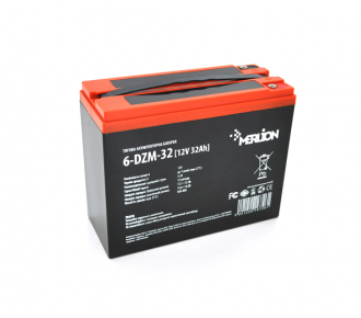 Аккумуляторная батарея тяговая MERLION 6-DZM-32, 12V 32Ah M5 (болт) (16726)