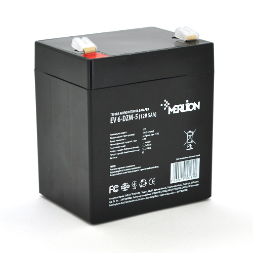 Аккумуляторная батарея тяговая MERLION EV 6-DZM-5, 12V 5Ah F2 (клемма) (10782) - фото 1