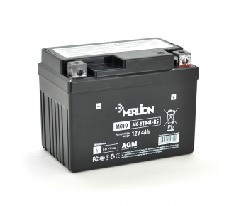 Аккумуляторная батарея MERLION MC-YTX4L-BS, Black Case, 12V 4.0 Ah (10724)