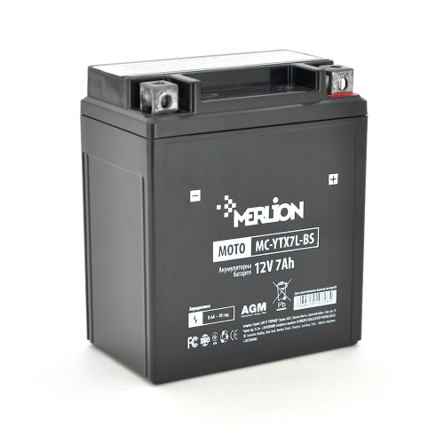 Акумуляторна батарея MERLION MC-YTX7L-BS, Black Case, 12V 7.0 Ah (10726) - фото 1