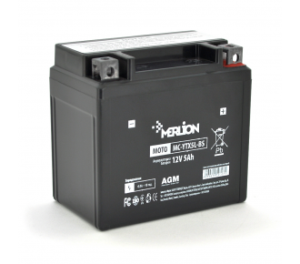 Аккумуляторная батарея MERLION MC-YTX5L-BS, Black Case, 12V 5.0 Ah (10727)