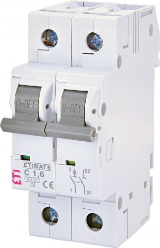 Автоматический выключатель ETI ETIMAT 6 1p+N C 1,6A (2142507) - фото 1