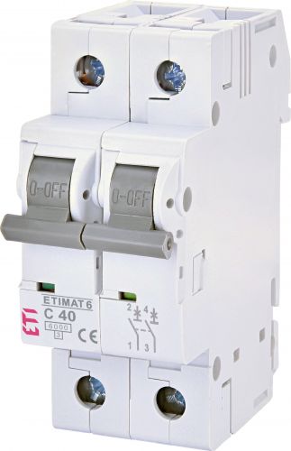Автоматический выключатель ETI ETIMAT 6 2p C 40A (2143520) - фото 1