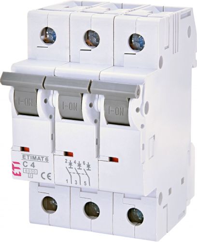 Автоматичний вимикач ETI ETIMAT 6 3p C 4A (2145510) - фото 1
