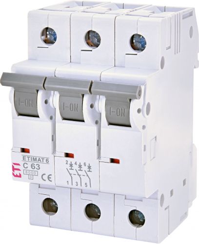 Автоматичний вимикач ETI ETIMAT 6 3p C 63A (2145522) - фото 1