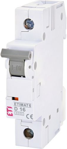 Автоматичний вимикач ETI ETIMAT 6 1p D 16A (2161516) - фото 1