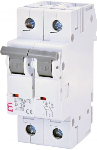 Автоматичний вимикач ETI ETIMAT 6 2p D 16A (2163516) - фото 1