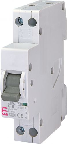 Автоматичний вимикач ETI ETIMAT 6 1p N (1мод.) B 6A (2191101) - фото 1