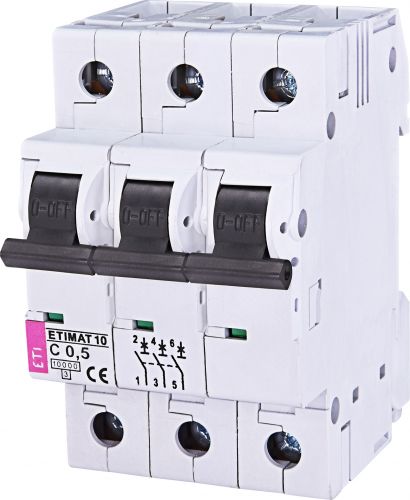 Автоматичний вимикач ETI ETIMAT 10 3p C 0,5 А (2135701) - фото 1